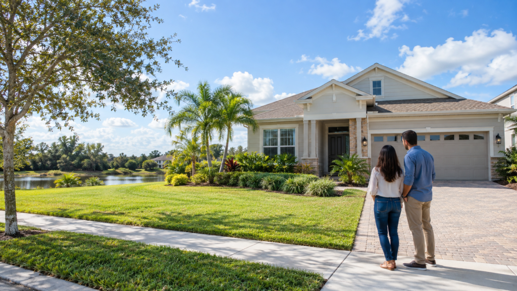 Couple viewing a newer home in St. Cloud Florida